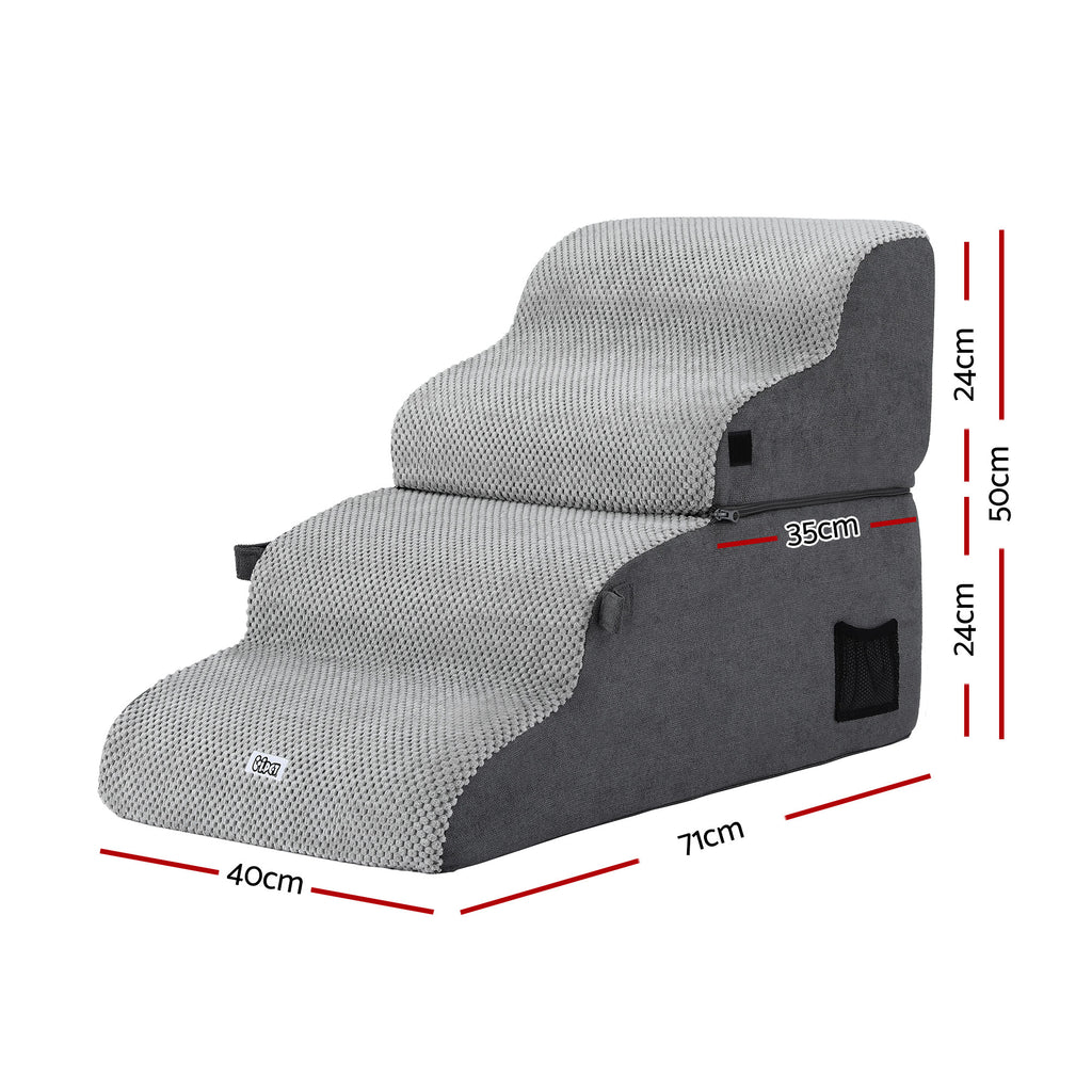 2-in-1 Pet Stairs & Bed – Grey