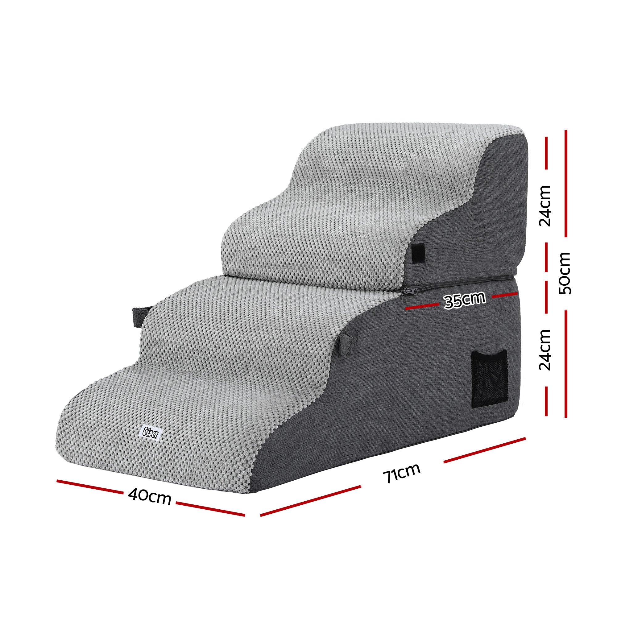 2-in-1 Pet Stairs & Bed – Grey