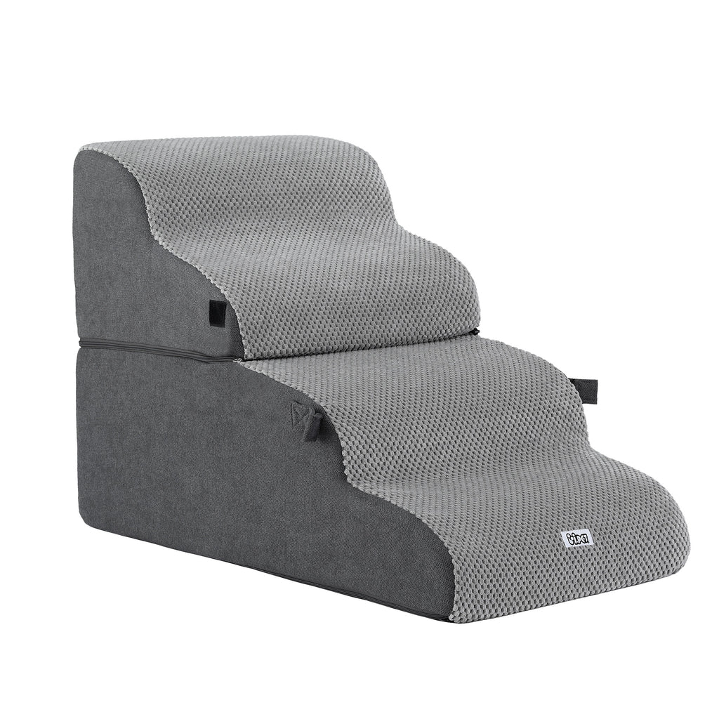 2-in-1 Pet Stairs & Bed – Grey