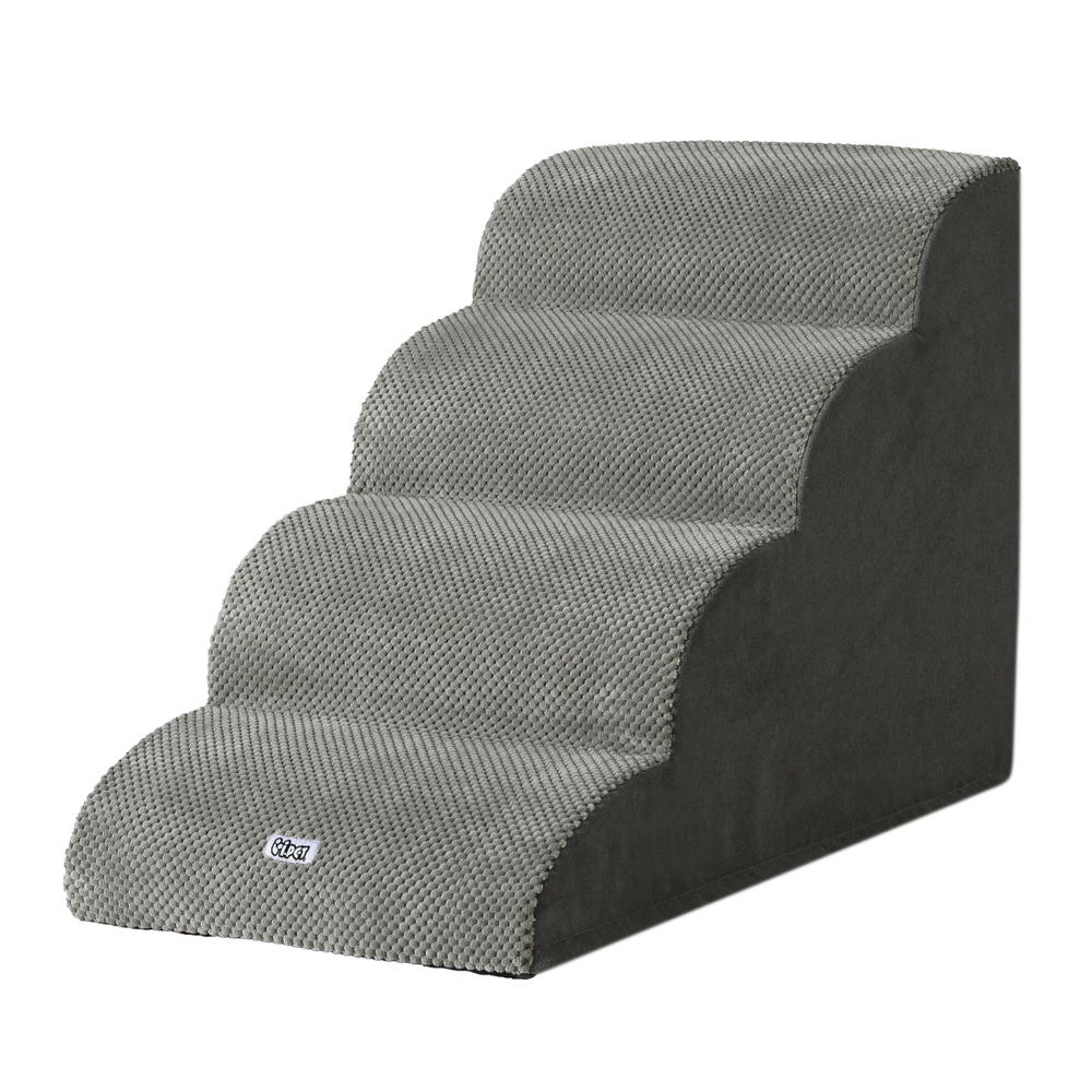 4-Tier Foam Pet Stairs – Grey