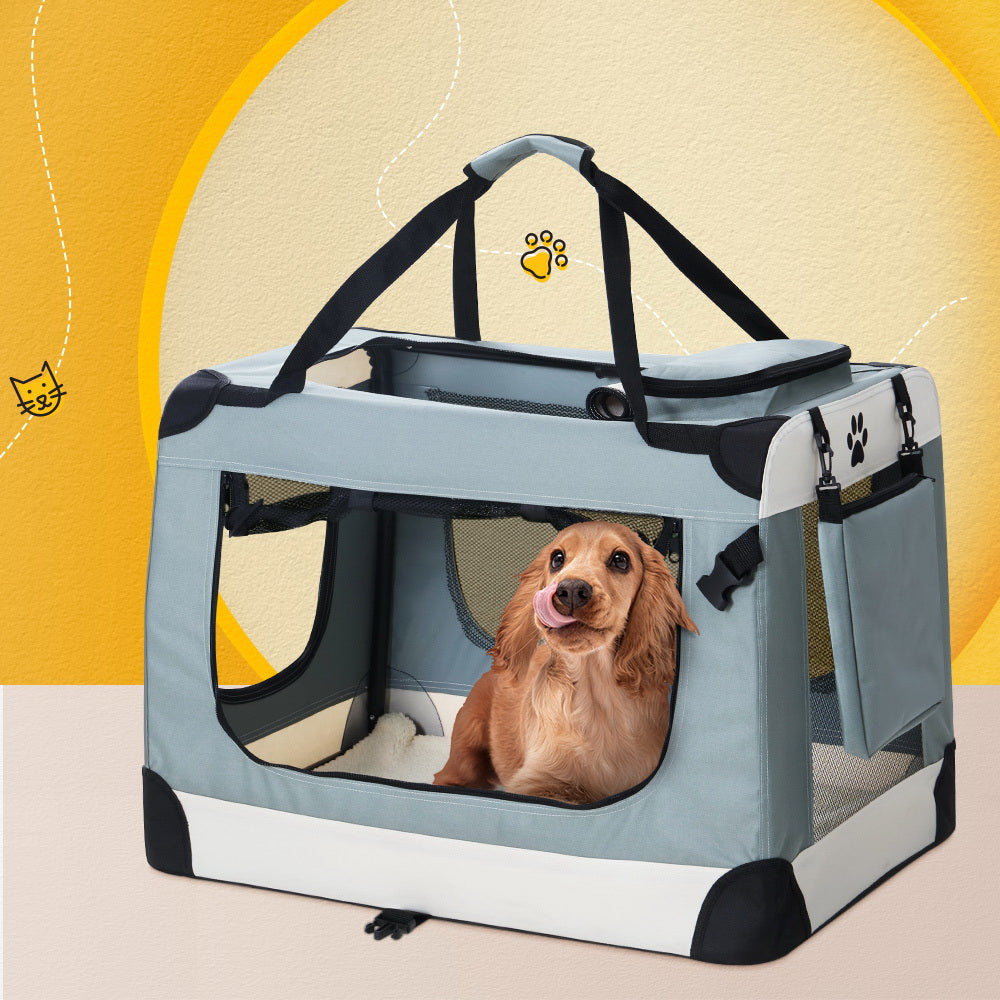 Foldable Pet Travel Carrier – Large, Blue