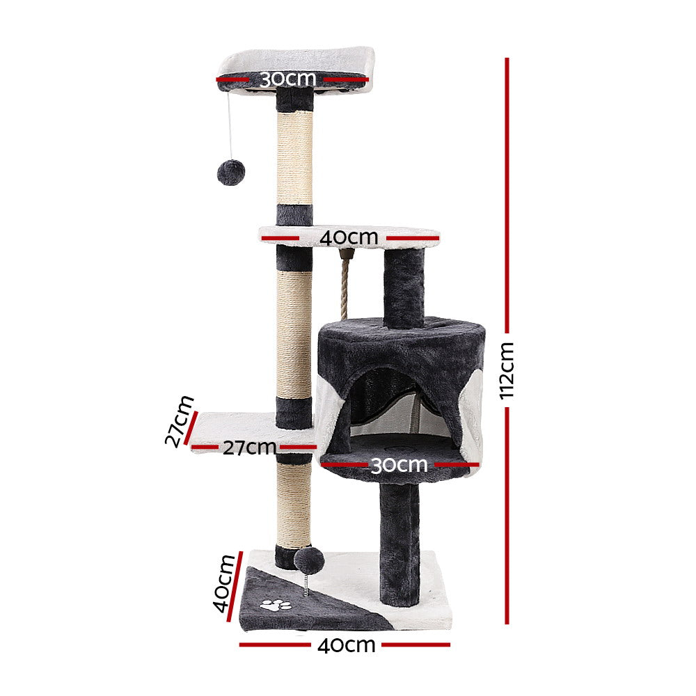 112cm Cat Tree & Scratching Tower – Grey