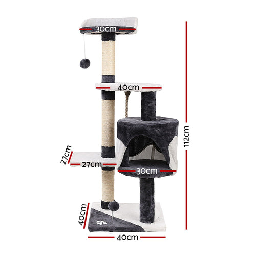 112cm Cat Tree & Scratching Tower – Grey