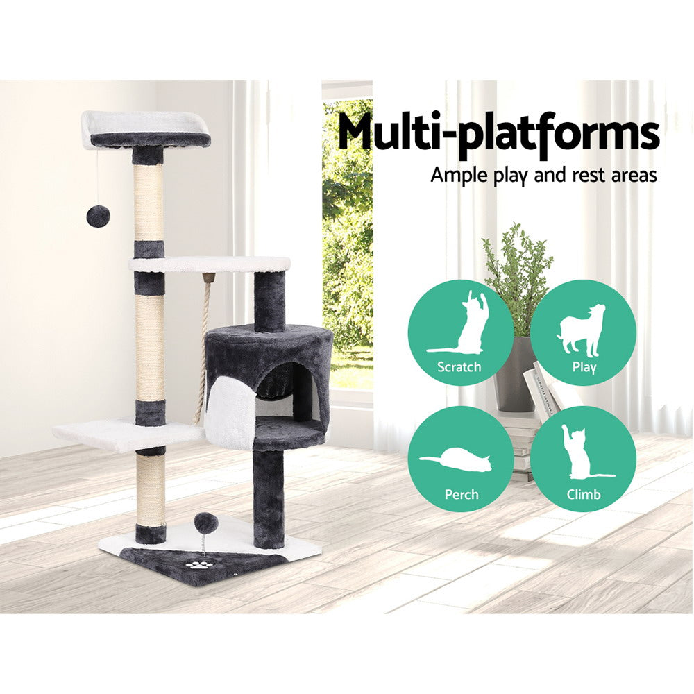 112cm Cat Tree & Scratching Tower – Grey