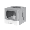 Foldable Hooded Cat Litter Box – Grey