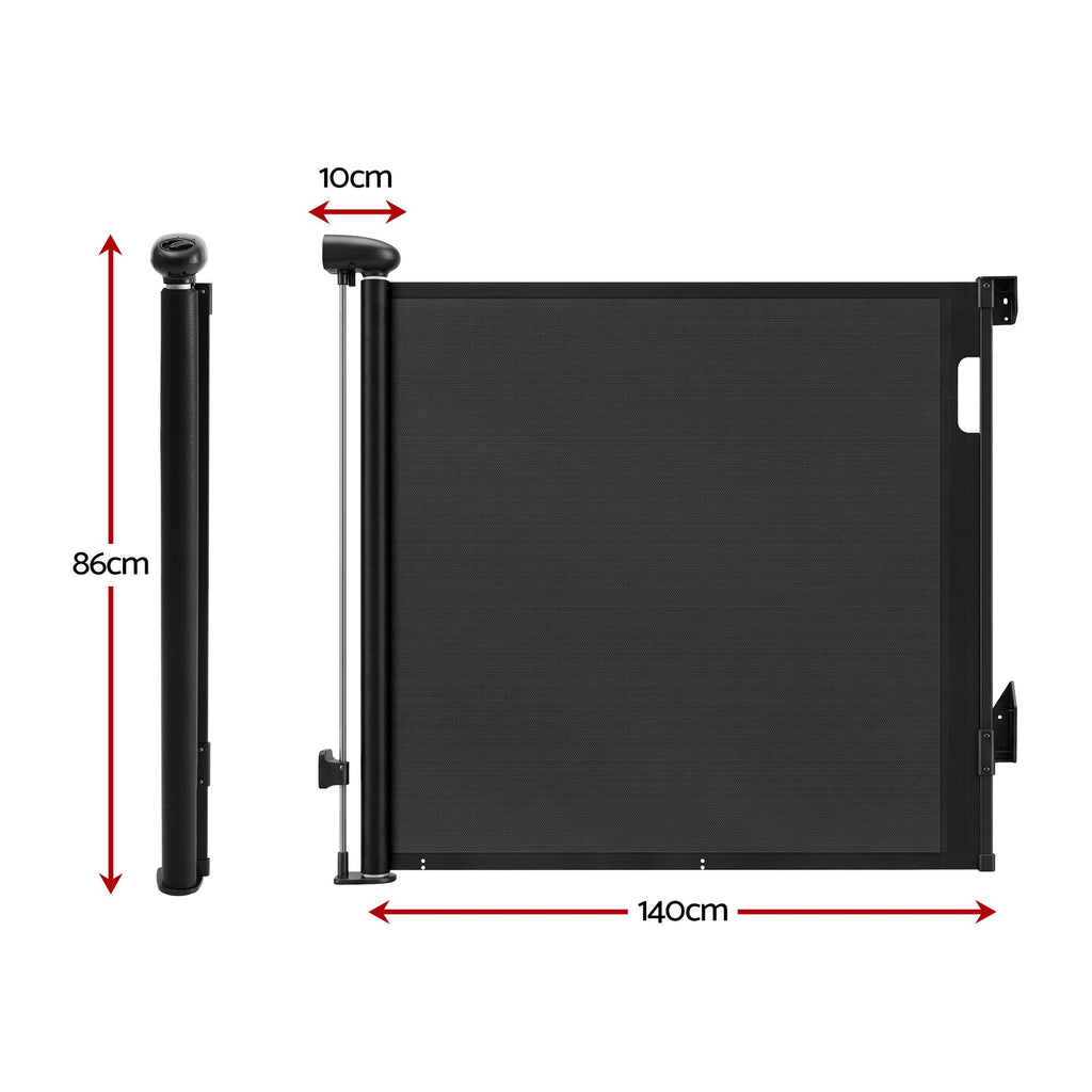 140cm Retractable Pet Safety Gate – Black
