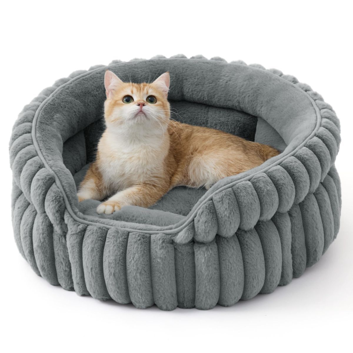 Plush Round Cat Bed – Navy 51cm