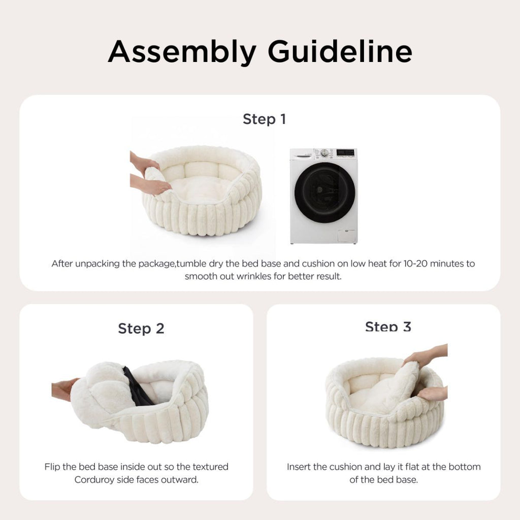 Plush Round Cat Bed – Navy 51cm
