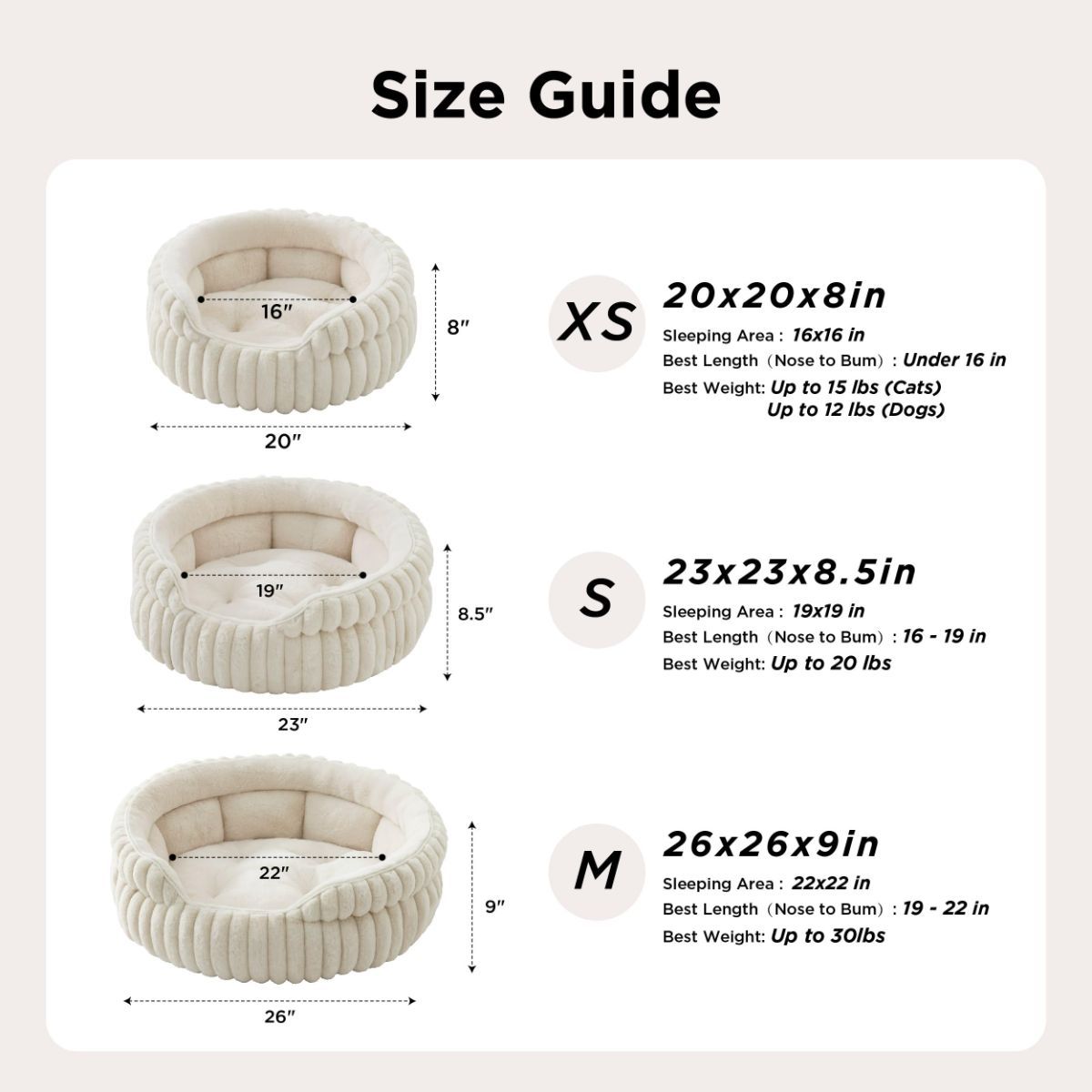 Plush Round Cat Bed – Navy 51cm