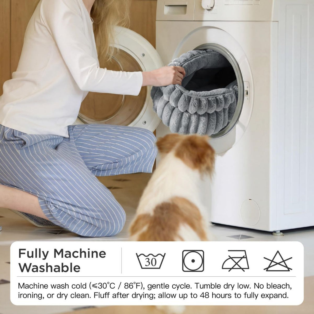 Plush Round Cat Bed – Navy 51cm