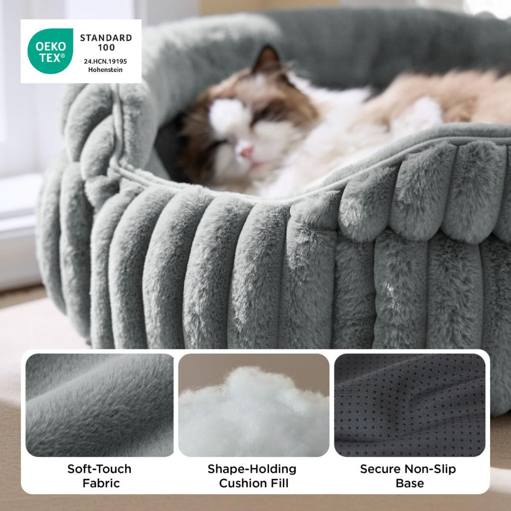 Plush Round Cat Bed – Navy 51cm