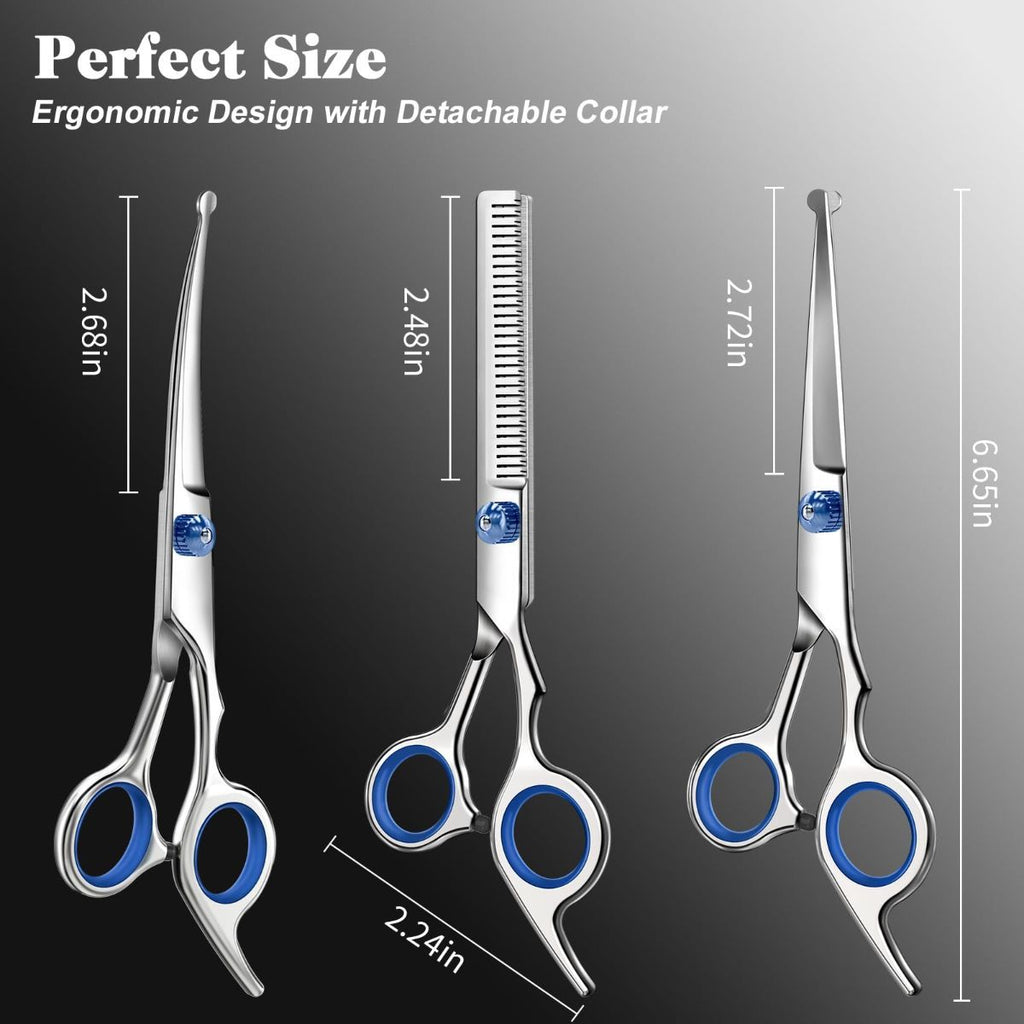 4-Piece Pet Grooming Scissors Set – Blue