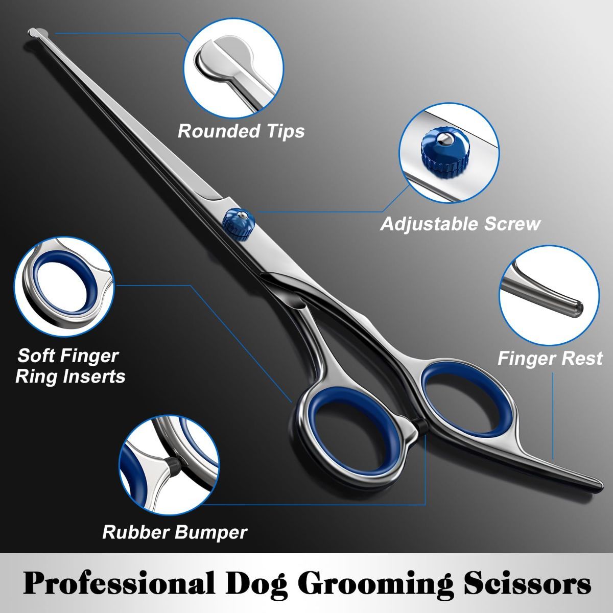 4-Piece Pet Grooming Scissors Set – Blue