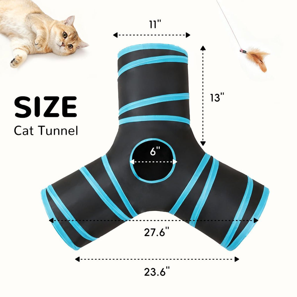 Cat Tunnel with Feather Teaser Wand