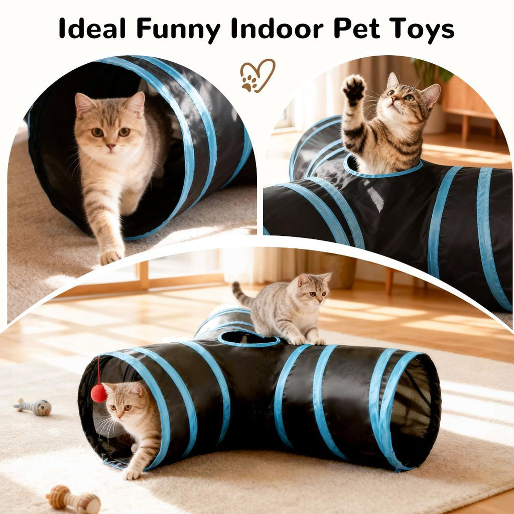 Cat Tunnel with Feather Teaser Wand