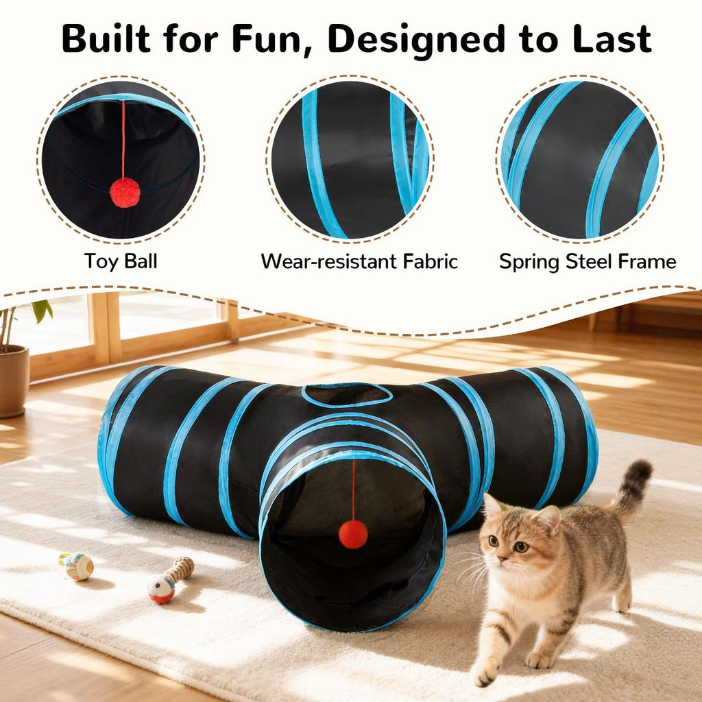 Cat Tunnel with Feather Teaser Wand