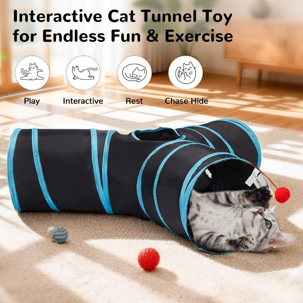 Cat Tunnel with Feather Teaser Wand