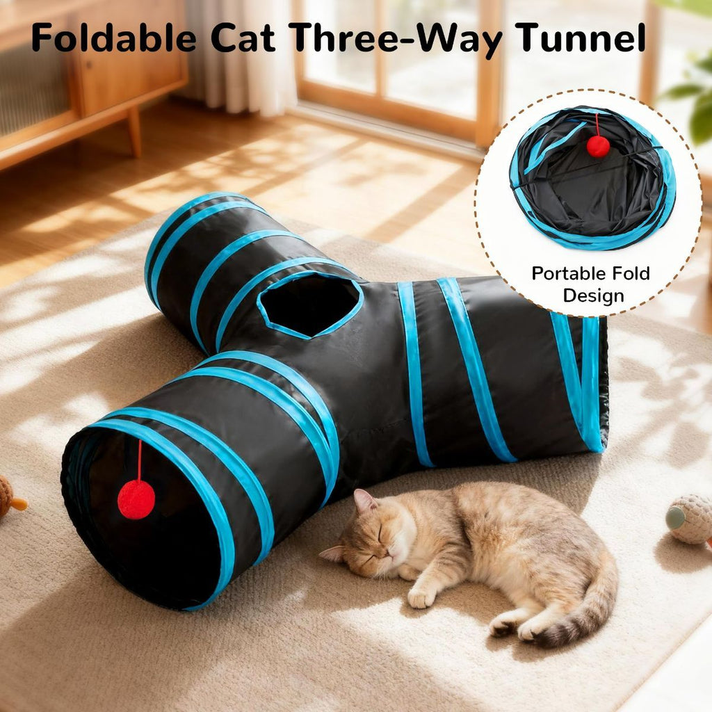 Cat Tunnel with Feather Teaser Wand