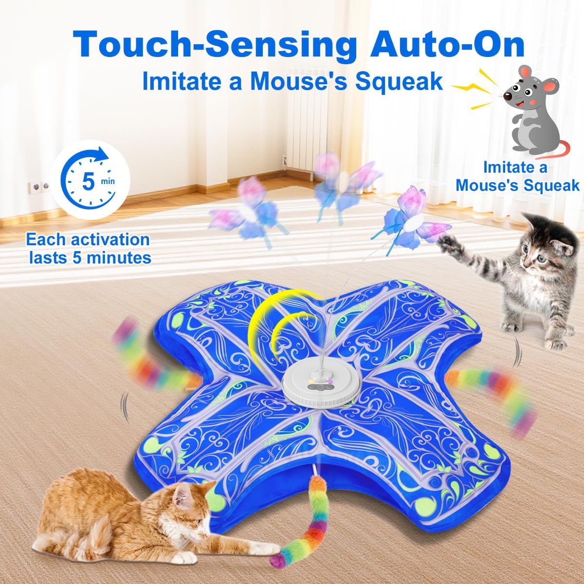 Moving Butterfly & Feather Cat Enrichment Toy