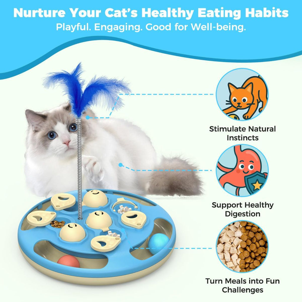 3-in-1 Cat Puzzle Feeder & Trackball Toy