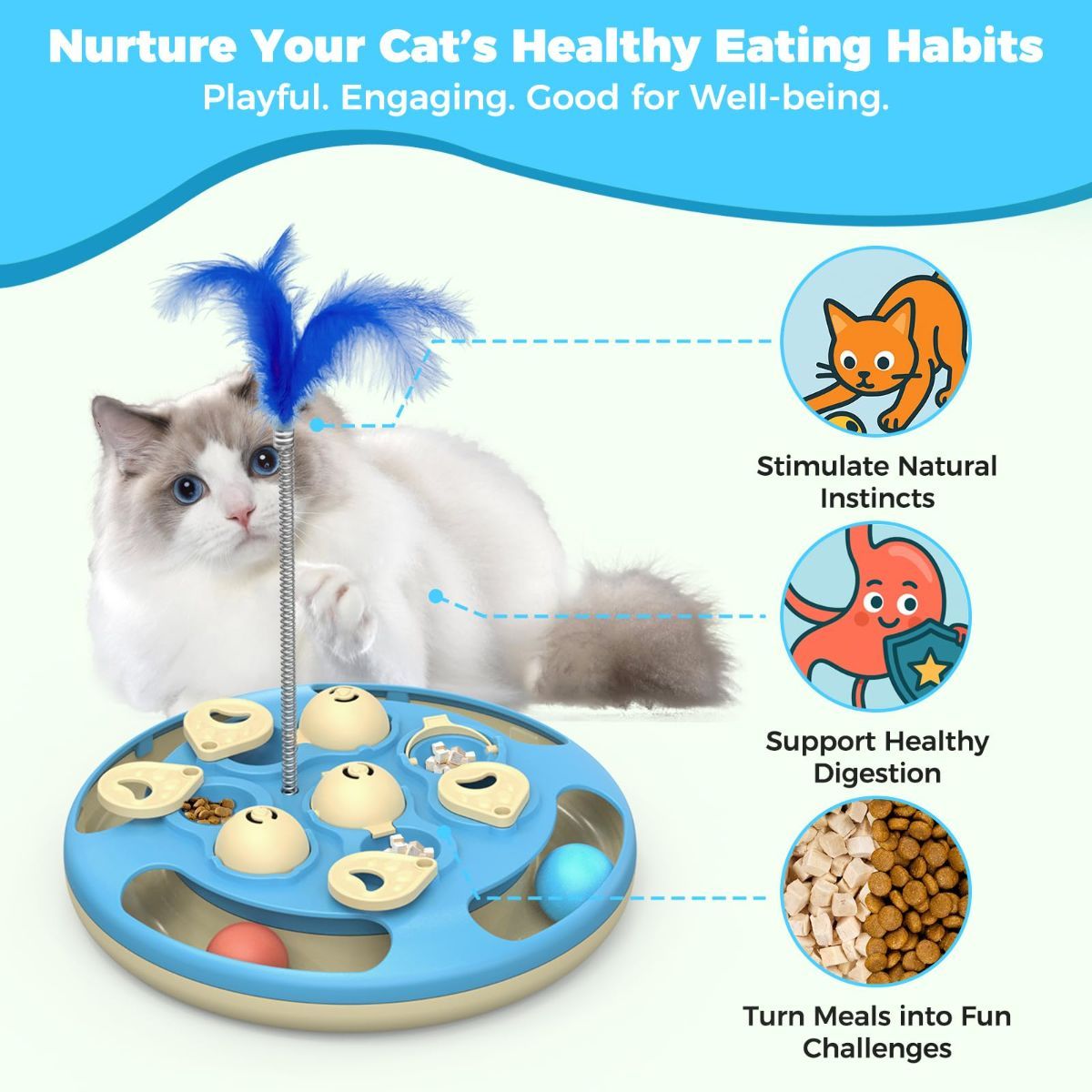 3-in-1 Cat Puzzle Feeder & Trackball Toy