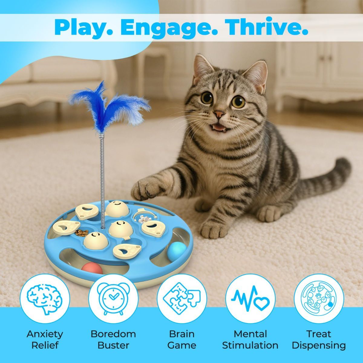 3-in-1 Cat Puzzle Feeder & Trackball Toy