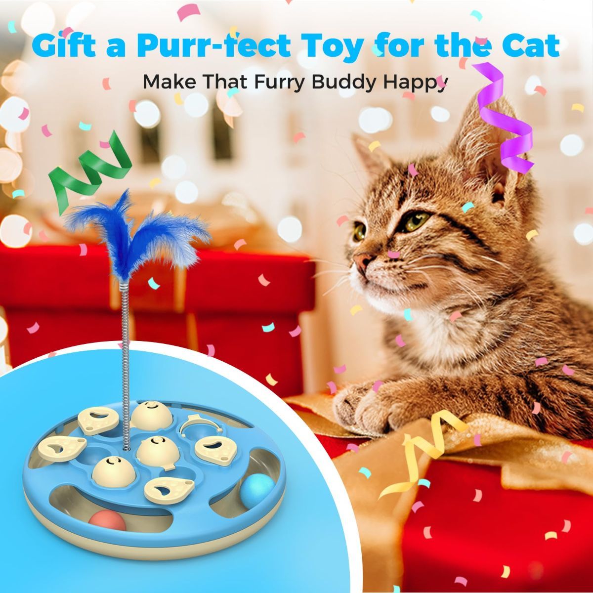 3-in-1 Cat Puzzle Feeder & Trackball Toy