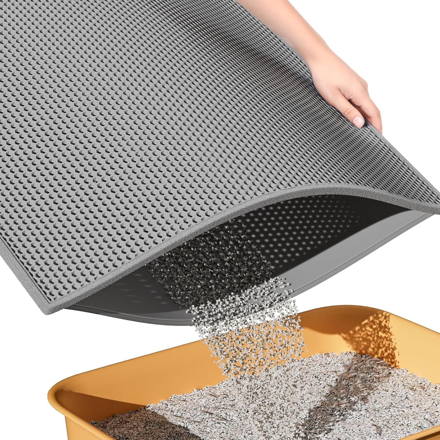 Double-Layer Cat Litter Mat – Grey