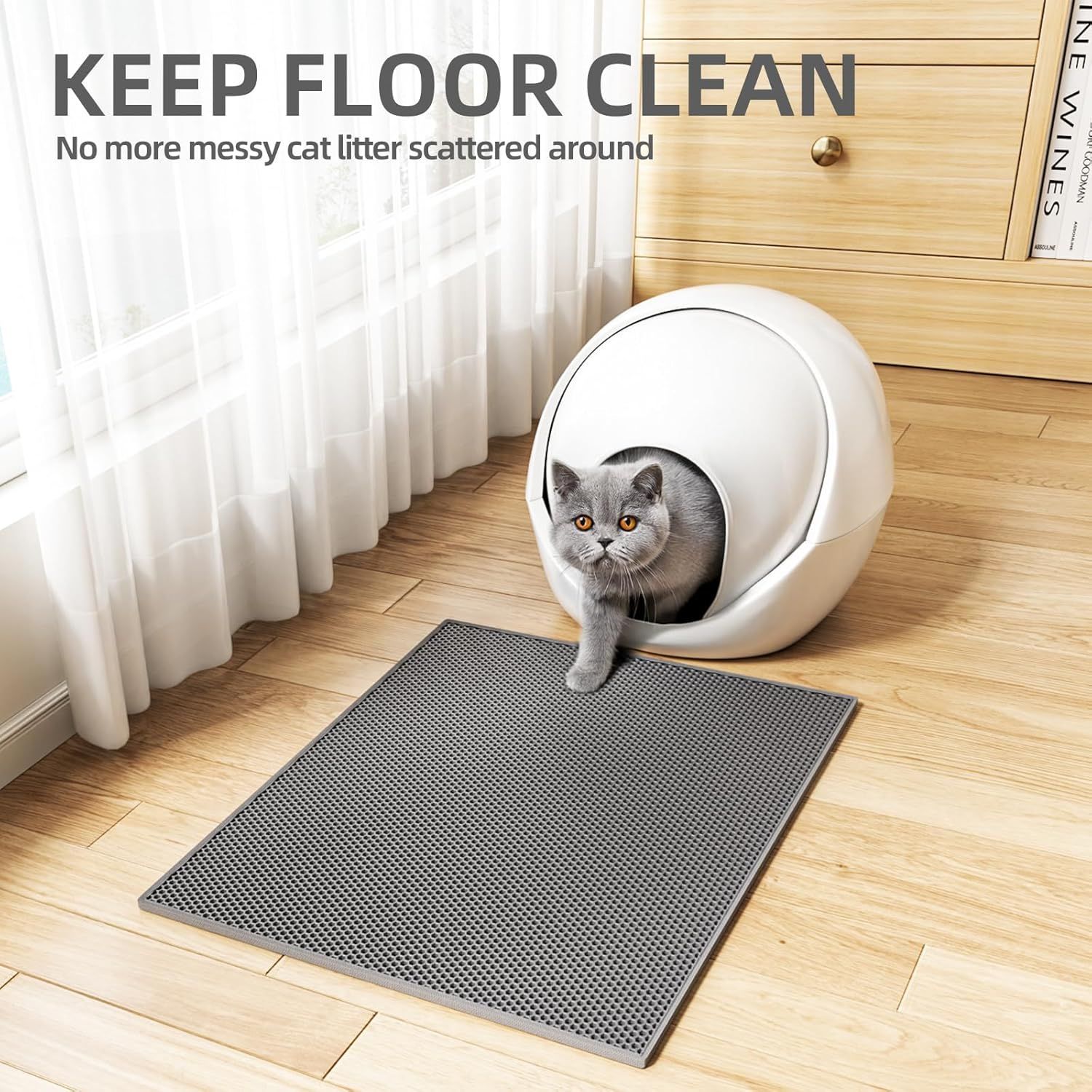 Double-Layer Cat Litter Mat – Grey