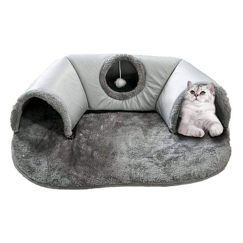 3-in-1 Cat Bed, Tunnel & Toy