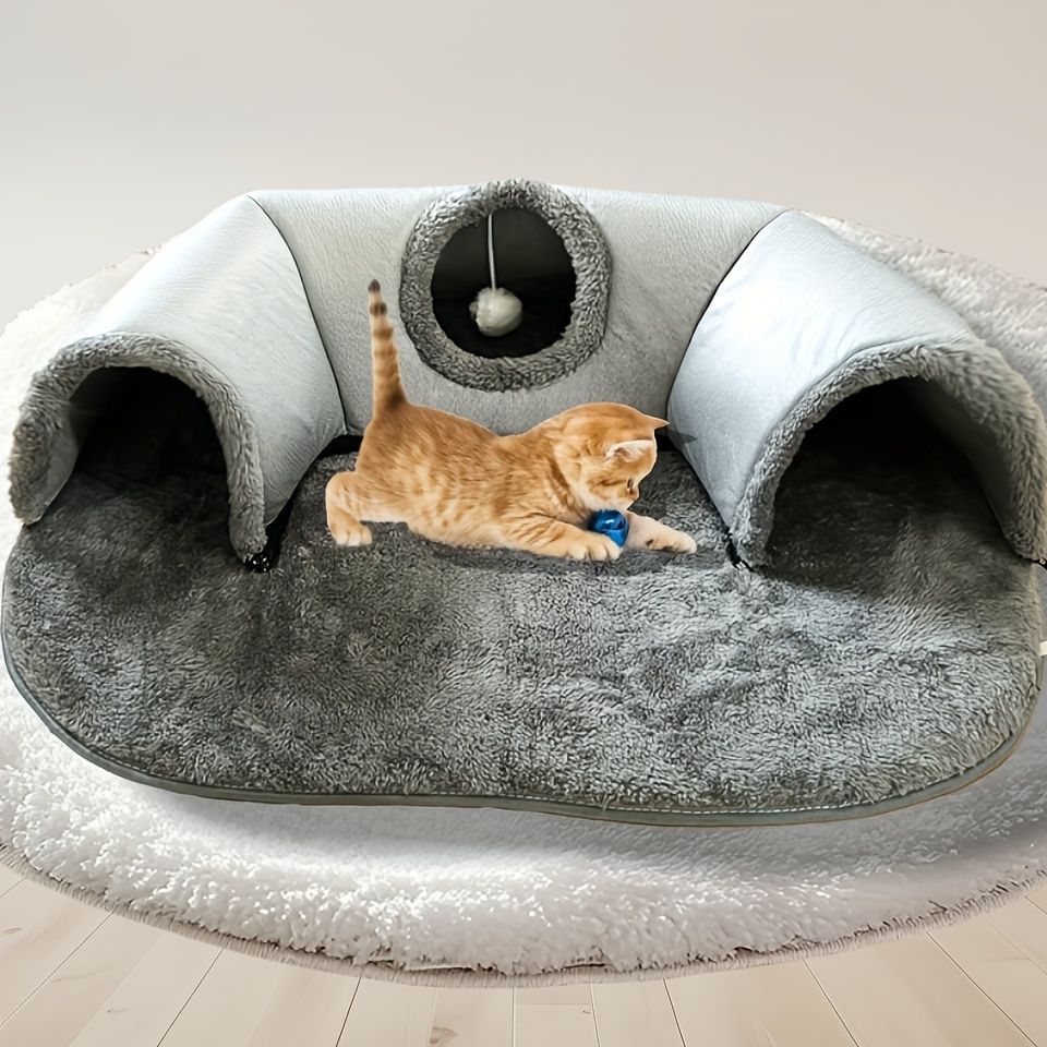 3-in-1 Cat Bed, Tunnel & Toy
