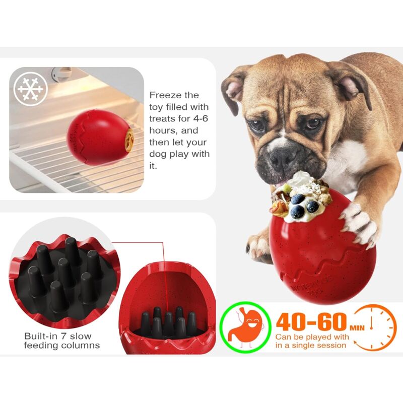 3-in-1 Slow Feeder Dino Egg Dog Toy