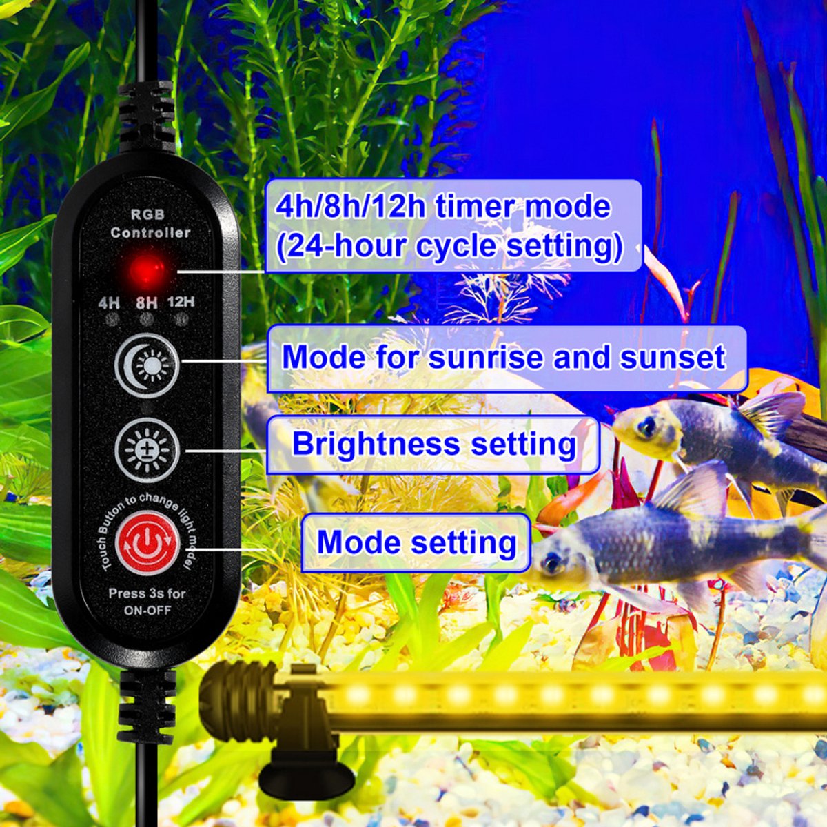 48.5cm Dimmable RGB Aquarium Light