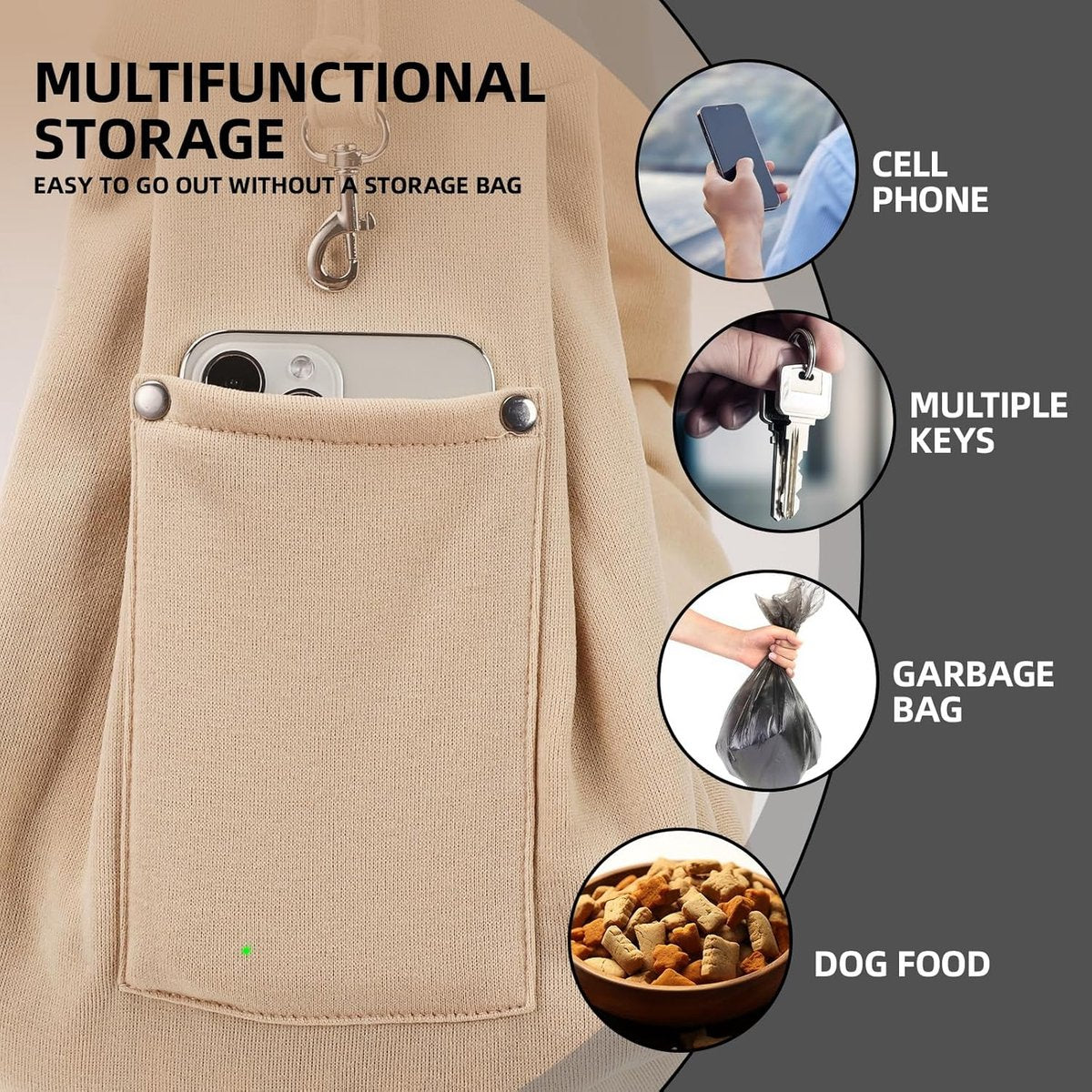 Pet Sling Carrier – Khaki, Up to 10kg