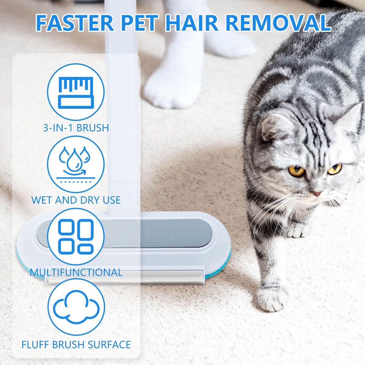 4-Pack Reusable Pet Hair Removal Gloves