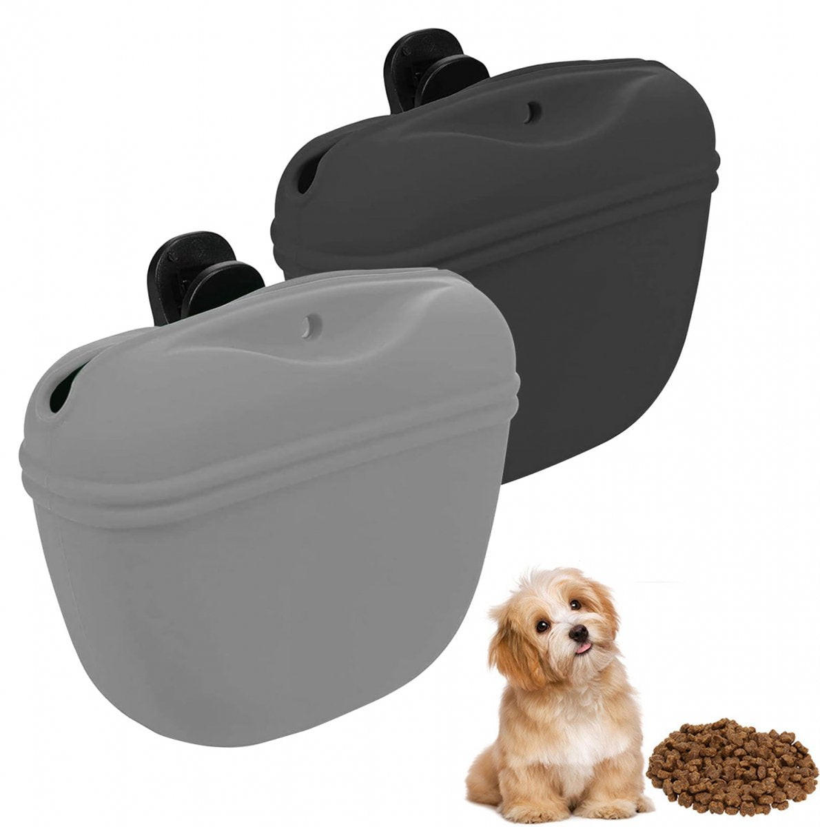 Silicone Dog Training Treat Pouches – Grey & Black