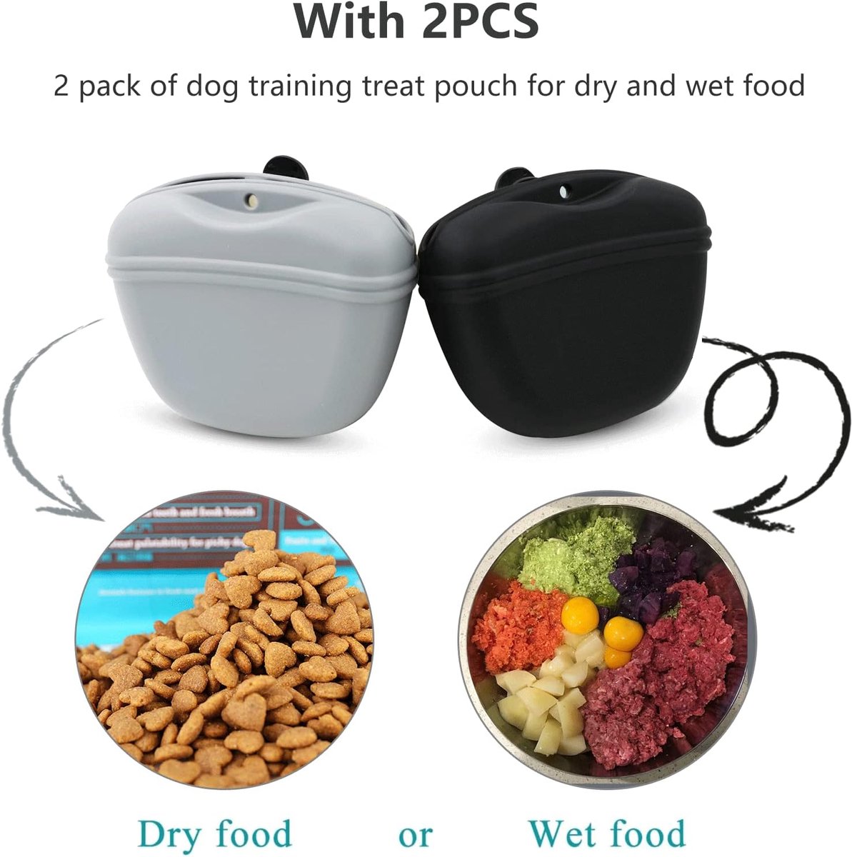 Silicone Dog Training Treat Pouches – Grey & Black