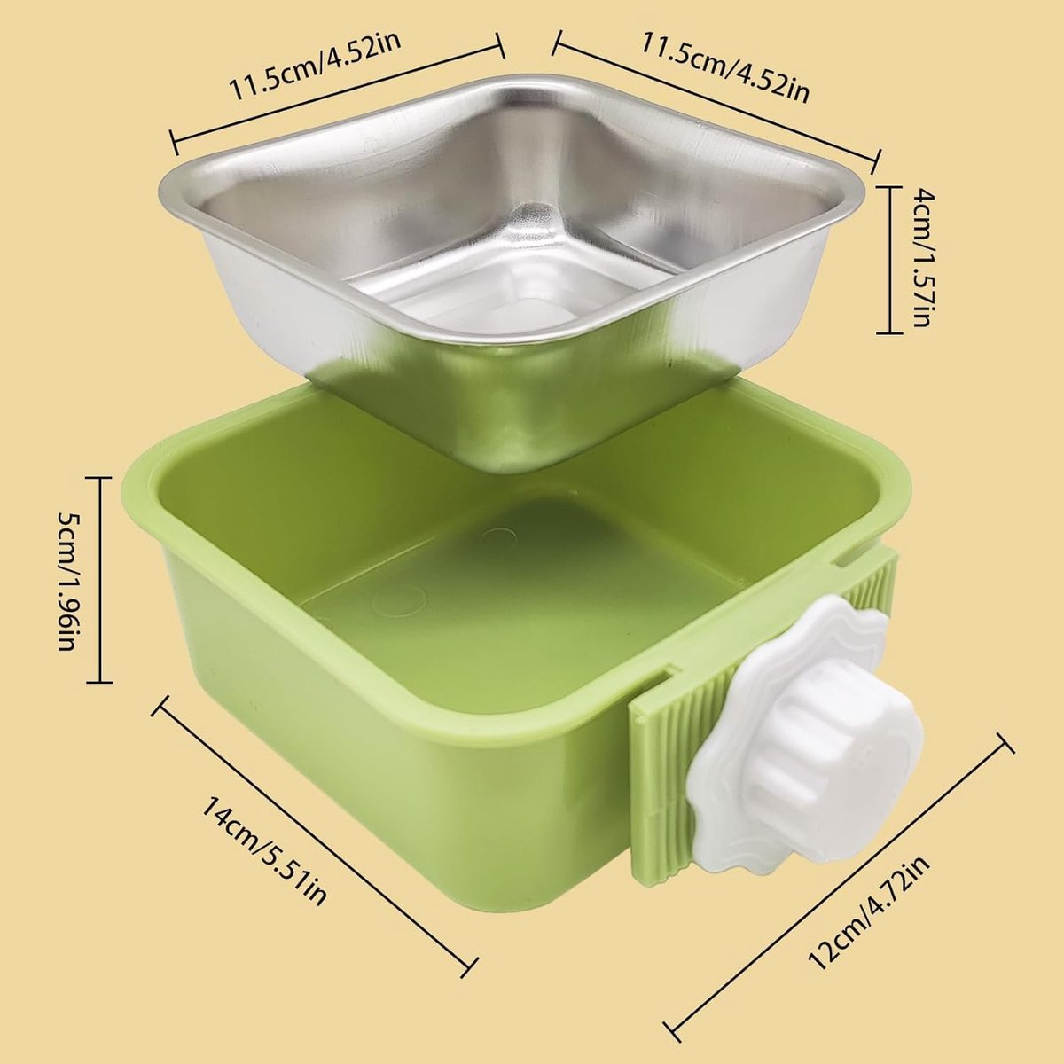 2-Pack Hanging Stainless Steel Pet Bowls – Green & Blue