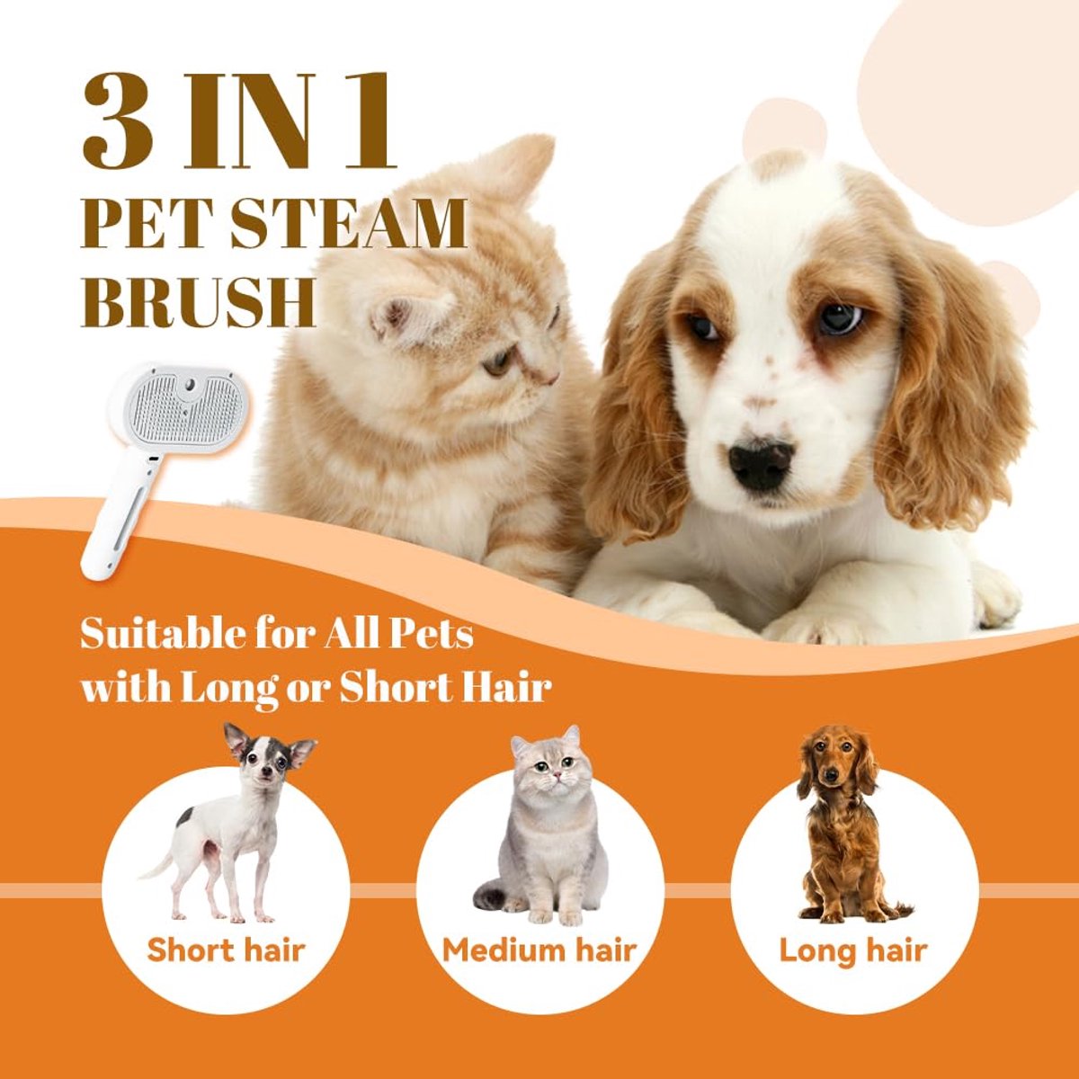3-in-1 Pet Spray & Deshedding Brush – White