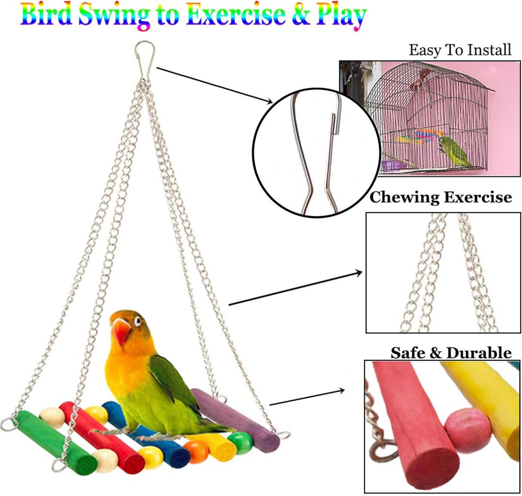 8-Piece Bird Swing, Bell & Chew Toy Set