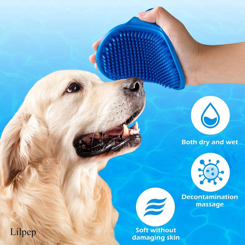 2-Pack Pet Grooming Gloves – Blue & Pink
