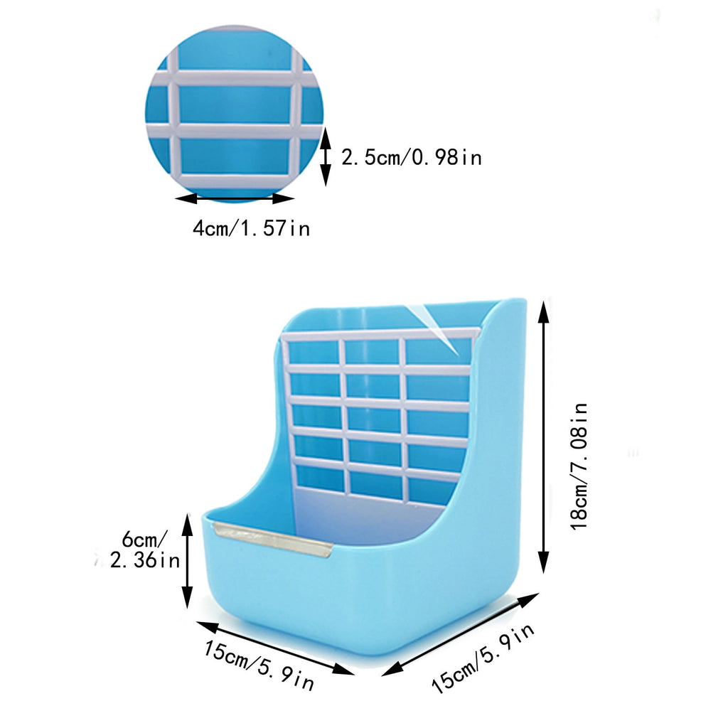 2-in-1 Rabbit Hay Feeder & Bowl with Rack – Blue