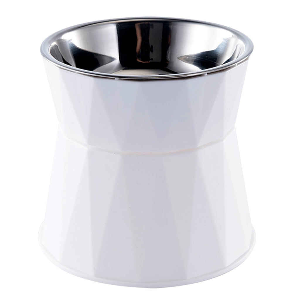 Raised Stainless Steel Pet Bowl – White