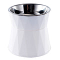 Raised Stainless Steel Pet Bowl – White