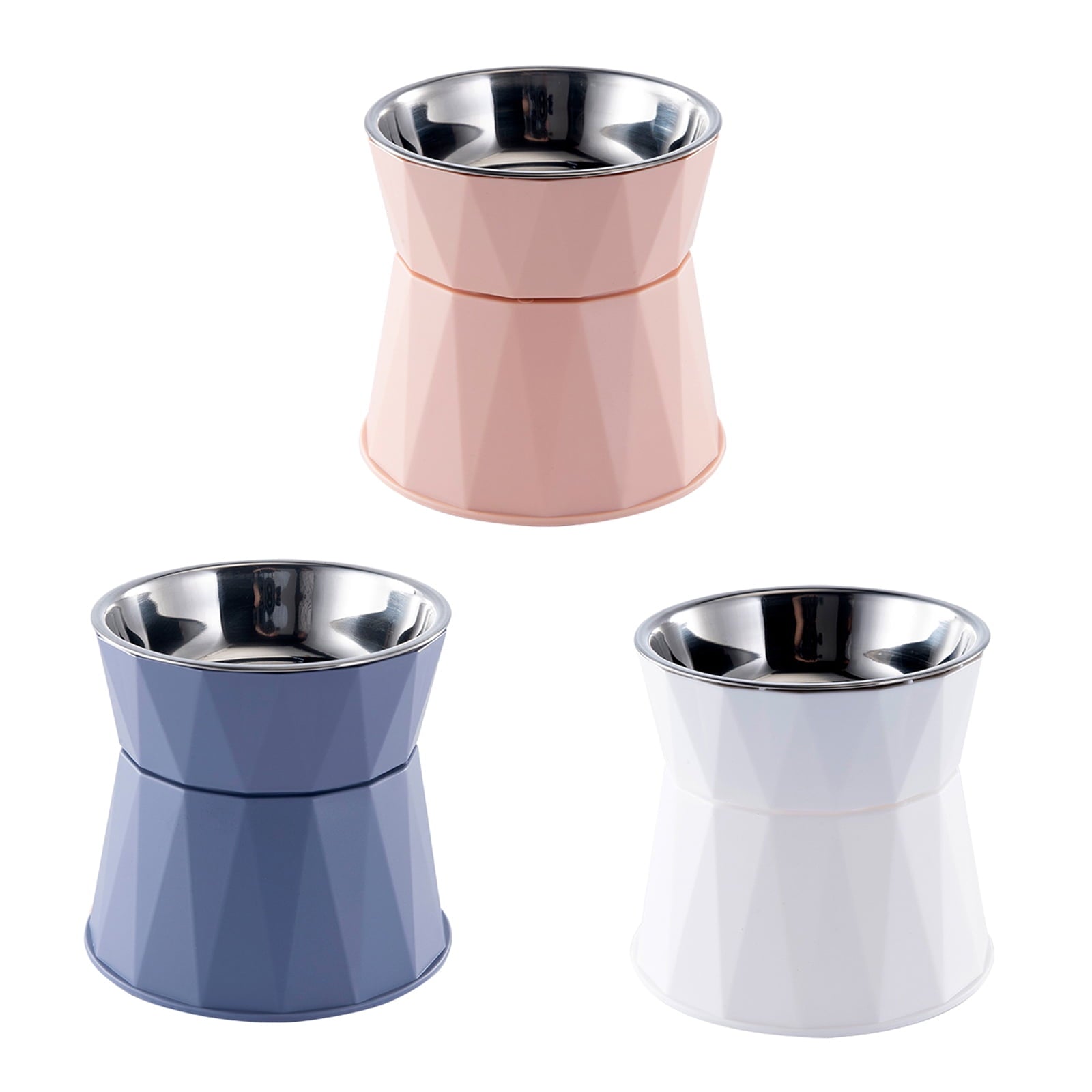 Raised Stainless Steel Pet Bowl – White