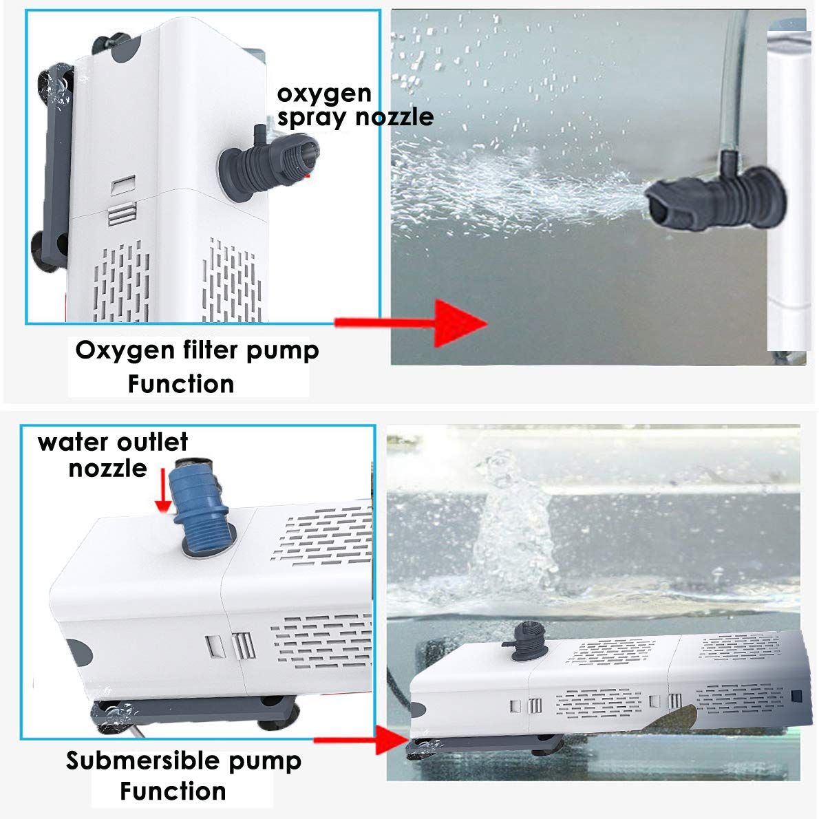 4-in-1 Ultra-Quiet Aquarium Filter – 500–1800L/H