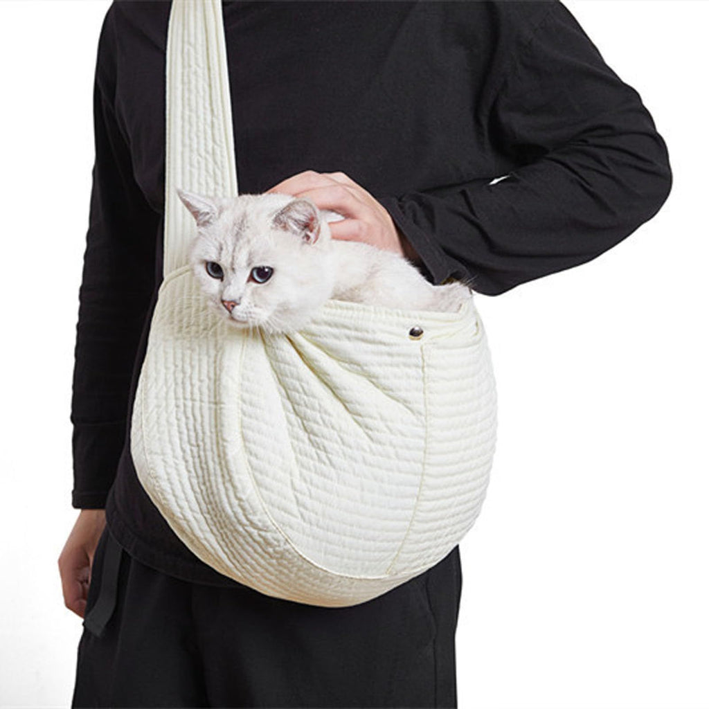 Small Canvas Pet Carrier Tote – White