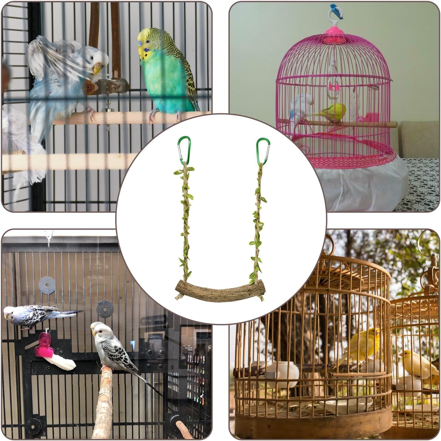 2-Piece Bird Swing & Chew Stand Set