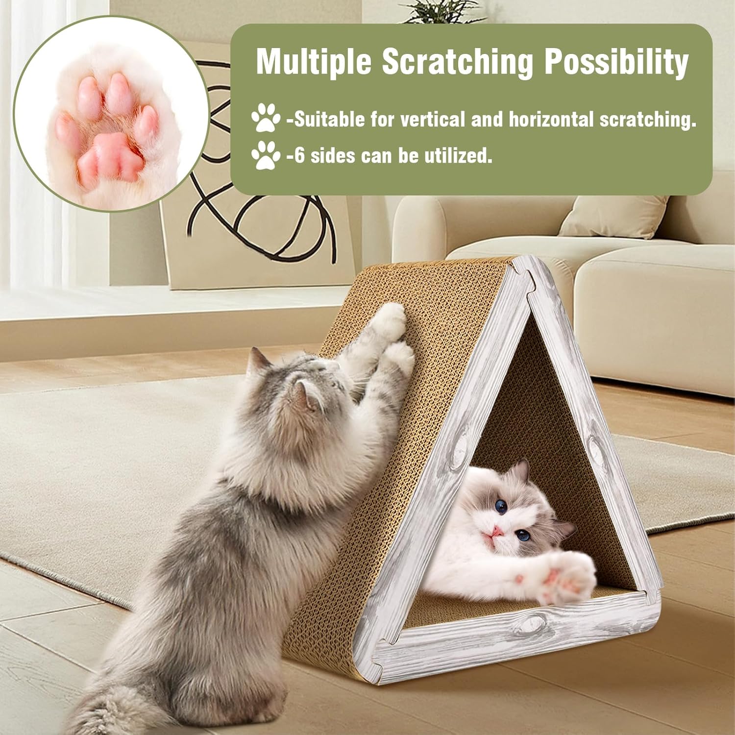 6-Sided Foldable Triangle Cat Scratcher
