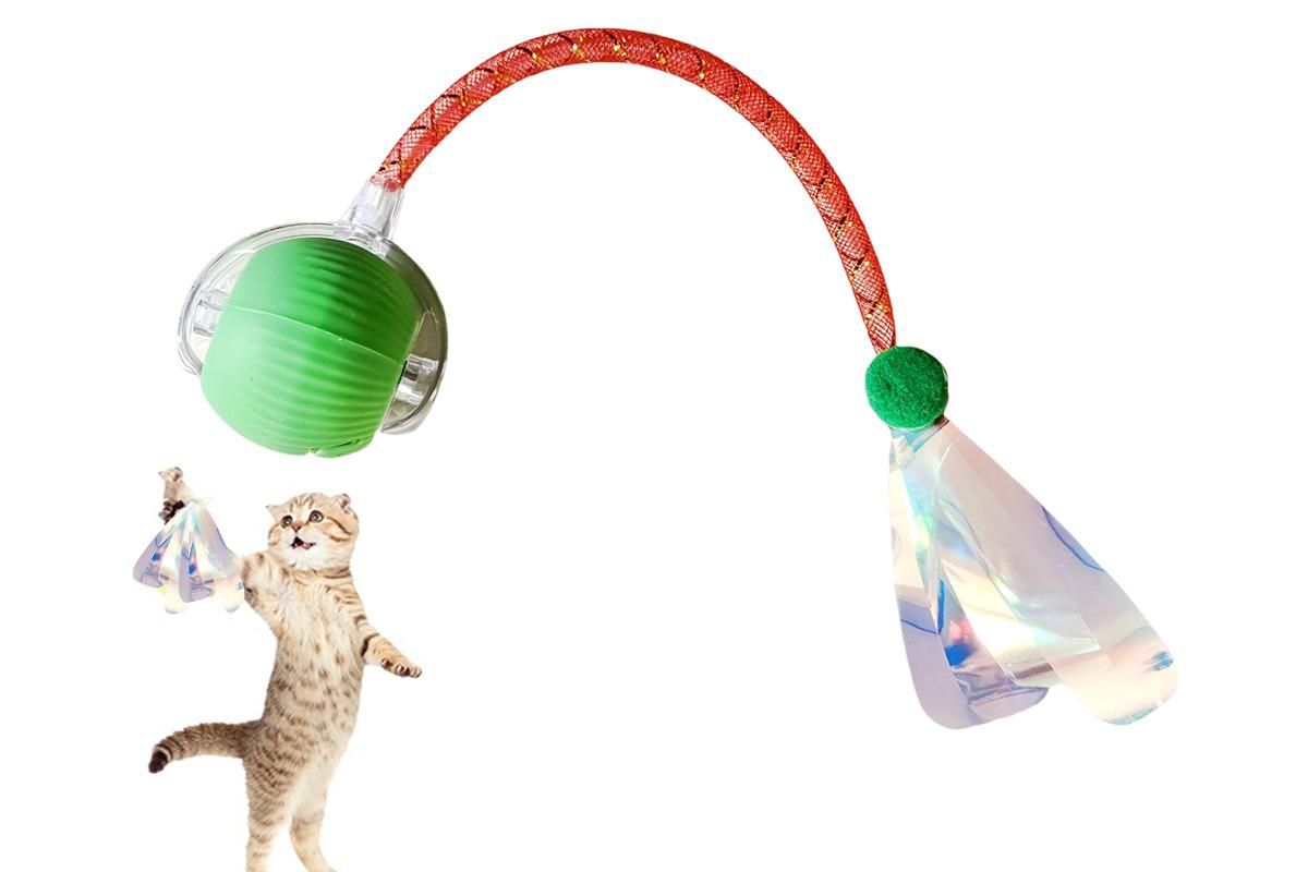 Interactive Auto-Rolling Cat Ball with Dragonfly Tail